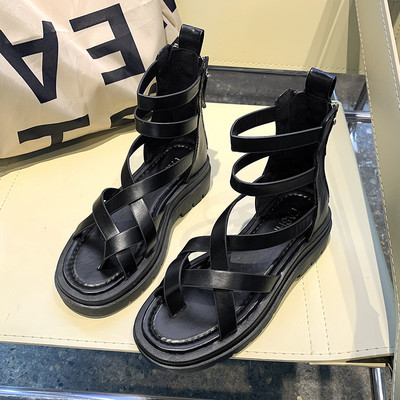 Sandale de damă pentru până la vârf cu talpă plată și fermoar