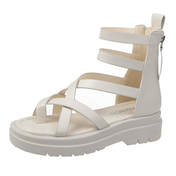 Sandale de damă pentru până la vârf cu talpă plată și fermoar