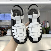 Sandale de dama in doua culori cu catarama si talpa plata