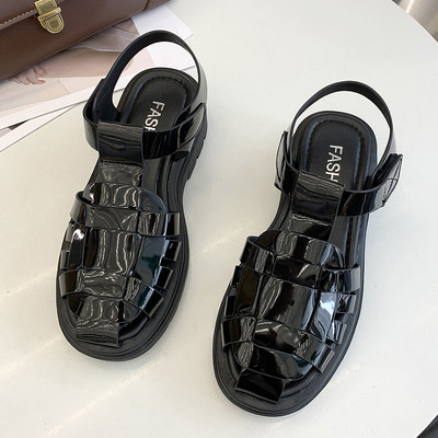 Sandale de dama in doua culori cu catarama si talpa plata