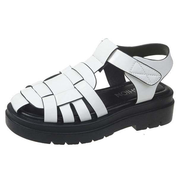 Sandale de dama in doua culori cu catarama si talpa plata