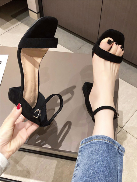 Sandale elegante de damă cu toc înalt cu cataramă