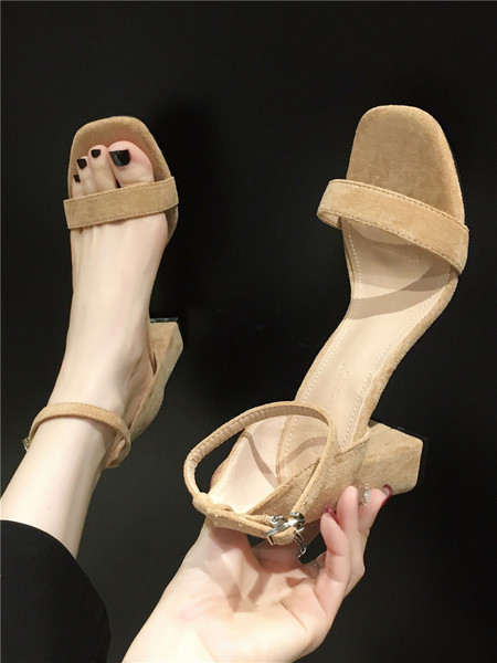 Sandale elegante de damă cu toc înalt cu cataramă