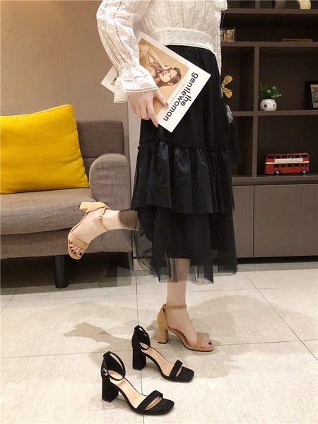 Sandale elegante de damă cu toc înalt cu cataramă