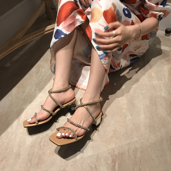 Sandale de dama in trei culori cu perle