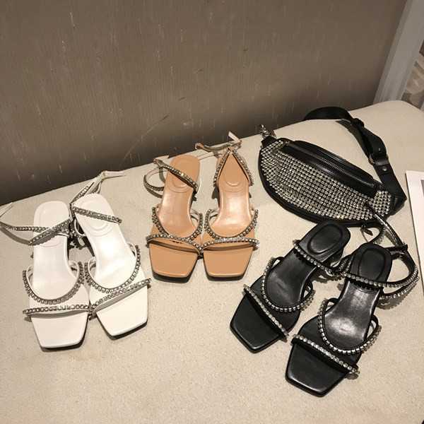 Sandale de dama in trei culori cu perle