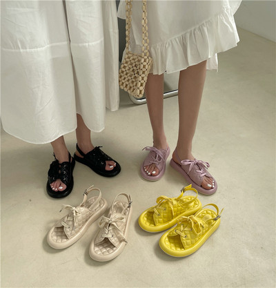 Дамски ежедневни сандали с връзки в четири цвята 