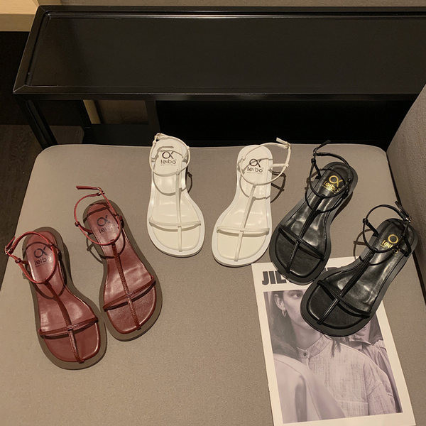 Sandale de dama din piele in trei culori - model uni