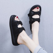 Papuci de dama alb si negru cu talpa plata