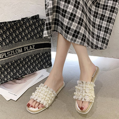 Papuci casual dama cu perle - doua culori