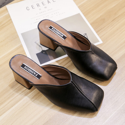 Papuci de dama moderni din imitatie de piele cu toc