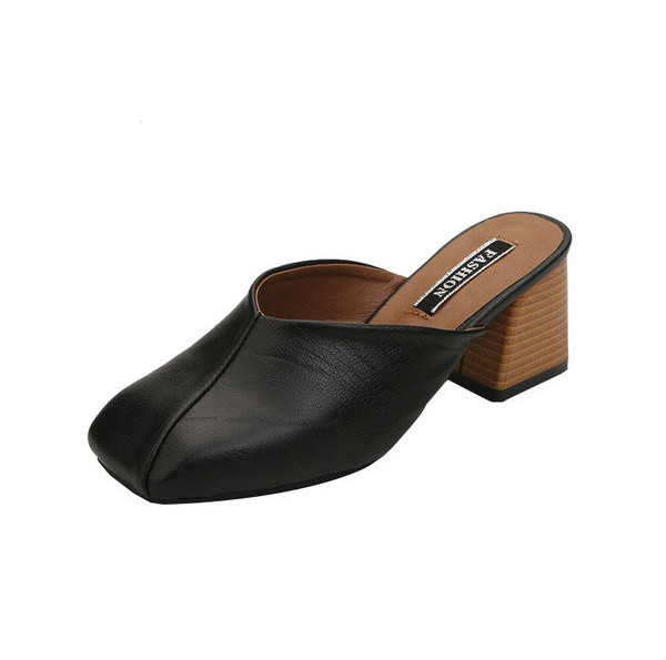 Papuci de dama moderni din imitatie de piele cu toc