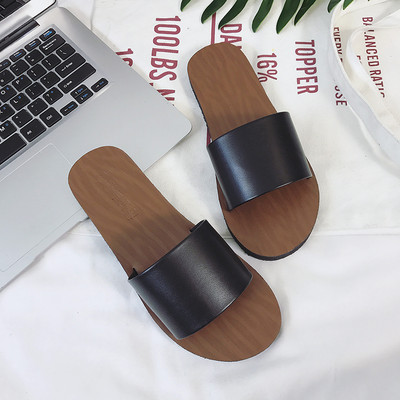 Papuci casual de dama cu talpa plata, model simplu