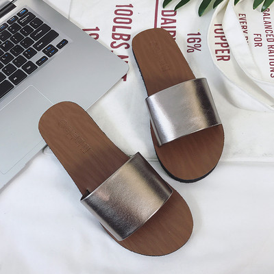 Papuci casual de dama cu talpa plata, model simplu