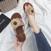 Papuci casual de dama moderni cu talpa plata si element 3D