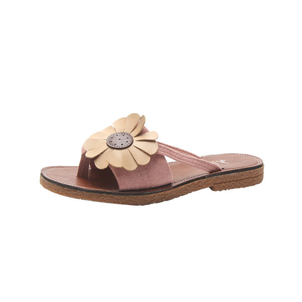 Papuci casual de dama moderni cu talpa plata si element 3D