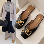 Γυναικείες έκο δερμάτινες παντόφλες με μεταλλική διακόσμηση σε τρία χρώματα