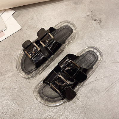 Papuci de damă cu talpă din silicon alb-negru