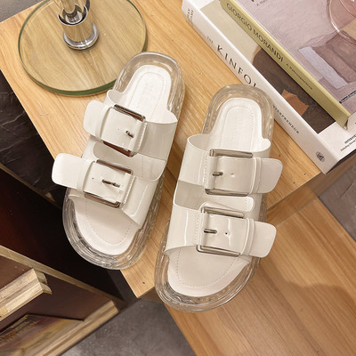 Papuci de damă cu talpă din silicon alb-negru