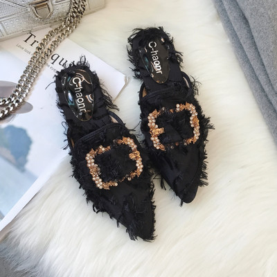 Actual papuci de dama model ascutit cu catarama