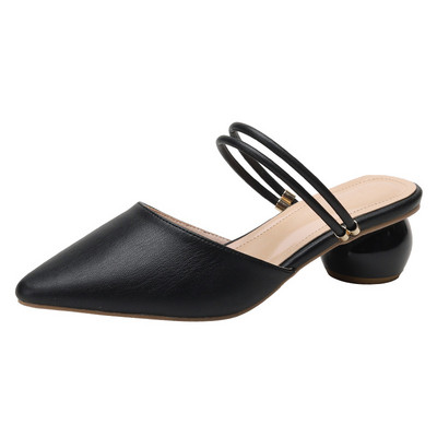 Papuci de dama inchisi din piele ecologica cu toc de 5,5 cm