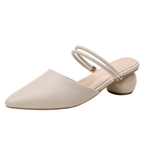 Papuci de dama inchisi din piele ecologica cu toc de 5,5 cm