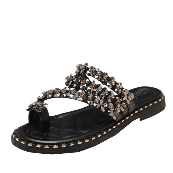 Γυναικείες παντόφλες με διακοσμητικές πέτρες στο δάχτυλο