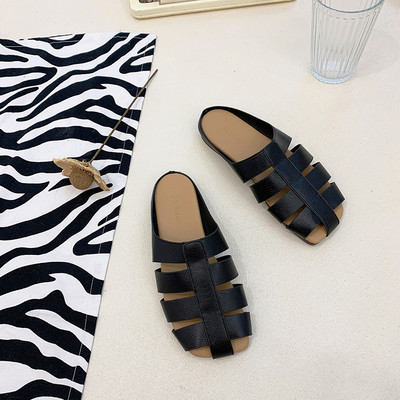 Papuci de dama din imitatie de piele in trei culori cu talpa plata