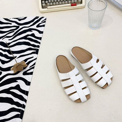 Papuci de dama din imitatie de piele in trei culori cu talpa plata