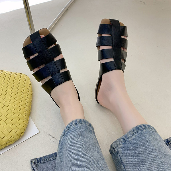 Papuci de dama din imitatie de piele in trei culori cu talpa plata