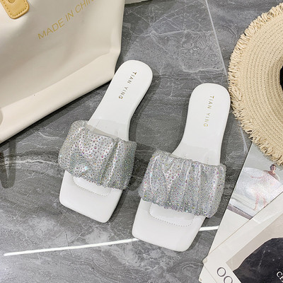 Papuci de dama eleganti cu efect stralucitor in trei culori