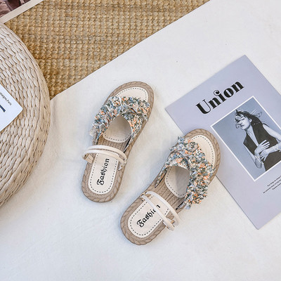 Papuci dama cu model floral in trei culori