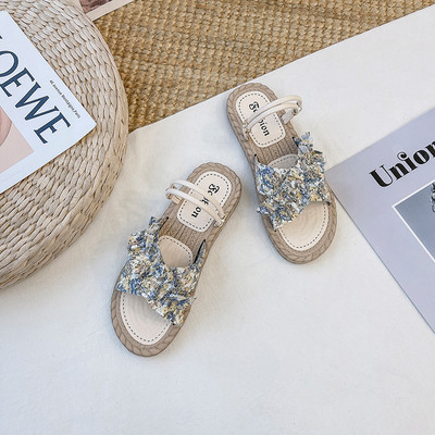 Papuci dama cu model floral in trei culori