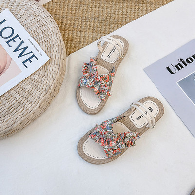 Papuci dama cu model floral in trei culori