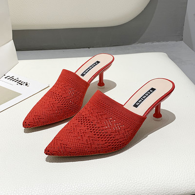 Κομψές γυναικείες ψηλοτάκουνες παντόφλες μυτερό μοντέλο