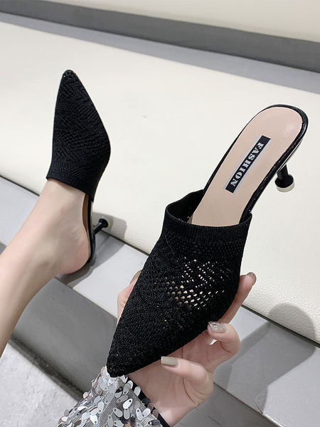 Κομψές γυναικείες ψηλοτάκουνες παντόφλες μυτερό μοντέλο