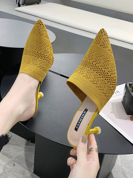 Κομψές γυναικείες ψηλοτάκουνες παντόφλες μυτερό μοντέλο