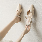 Model nou de papuci de dama ascutit din piele ecologica cu toc de 3 cm