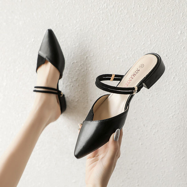 Model nou de papuci de dama ascutit din piele ecologica cu toc de 3 cm