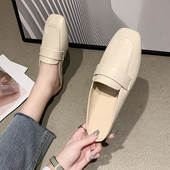 Papuci casual de dama din imitatie de piele cu talpa plata, model simplu