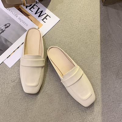 Papuci casual de dama din imitatie de piele cu talpa plata, model simplu