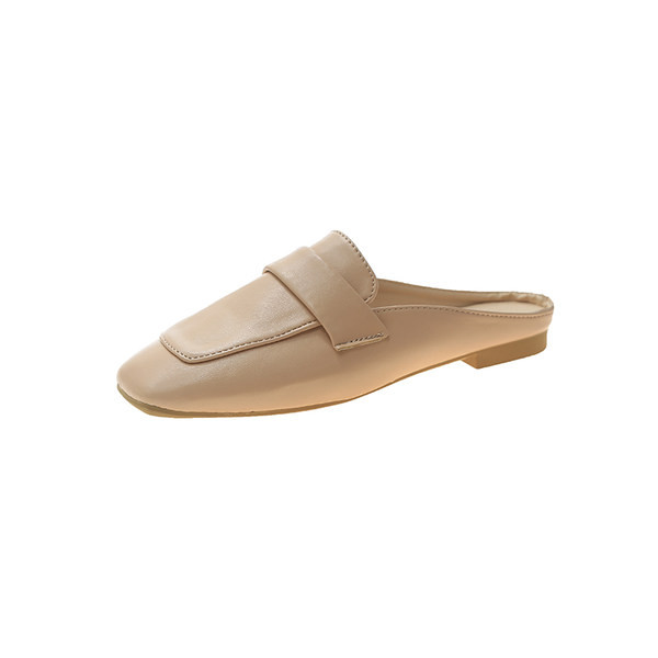 Papuci casual de dama din imitatie de piele cu talpa plata, model simplu
