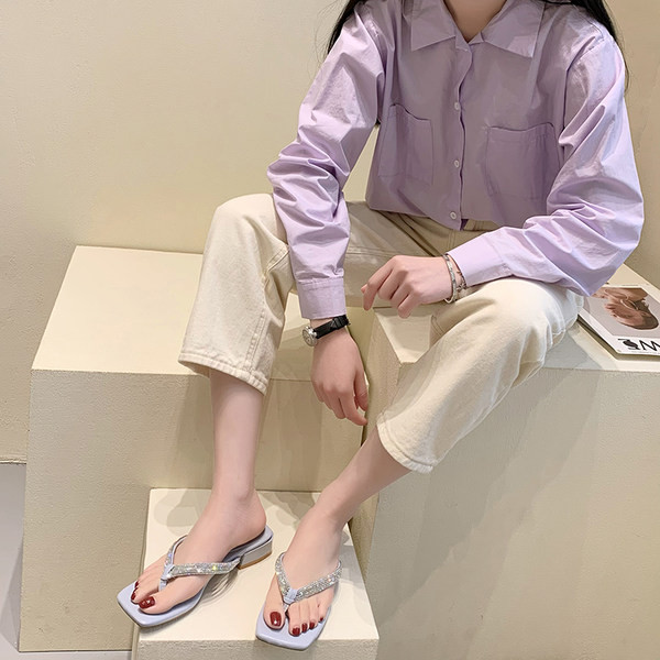 Papuci casual dama cu efect stralucitor in patru culori