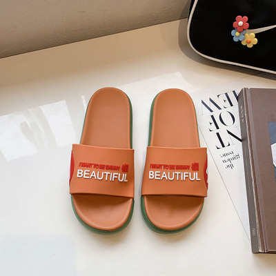 Papuci de damă cu inscripții potriviti pentru plajă