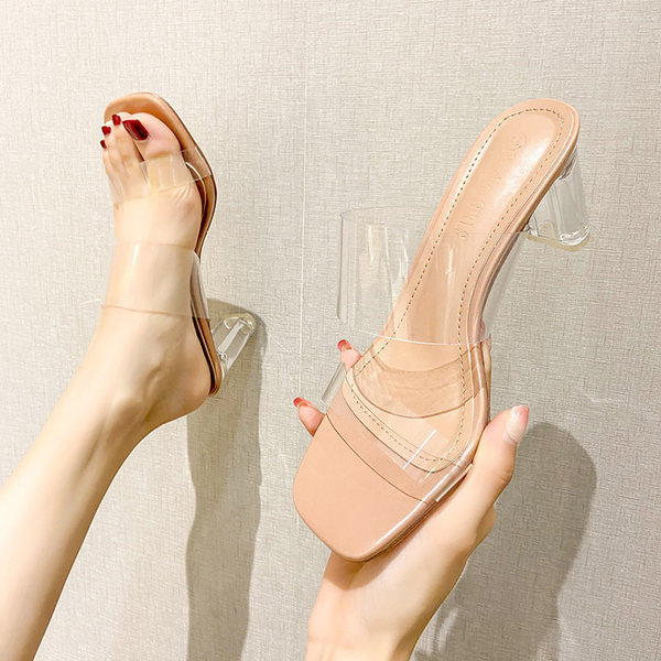 Model nou de papuci de dama cu bareta din silicon si toc de 6,5 cm