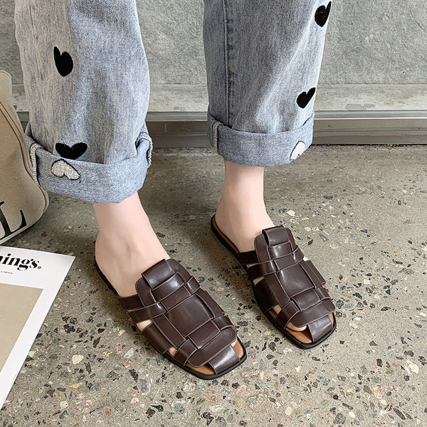 Papuci de dama din imitatie de piele cu talpa plata - trei culori