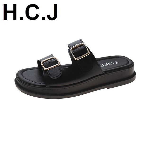 Papuci de damă din piele alb-negru