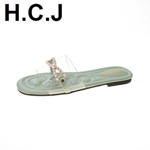 Papuci de dama cu talpa plata si perle in mai multe culori