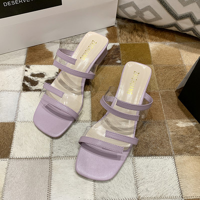 Actuali papuci de dama cu toc inalt model curat