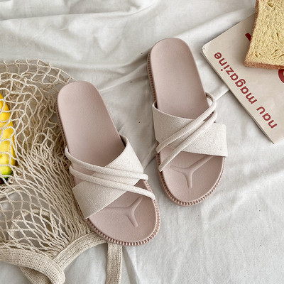 Papuci casual dama cu talpa plata din piele intoarsa ecologica